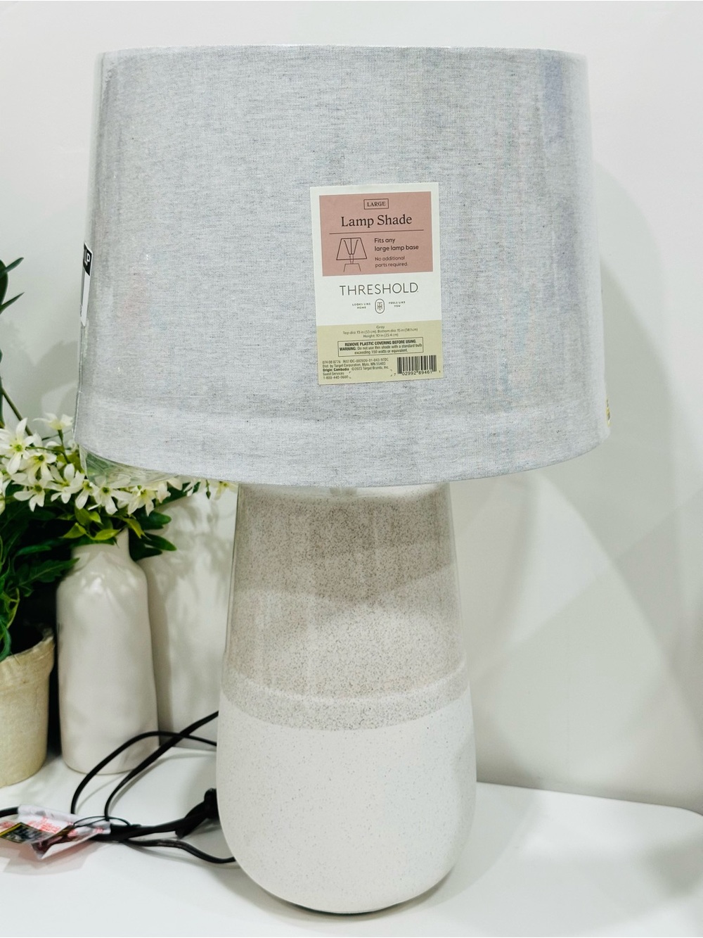 Threshold Lamp Shade & Ceramic Table Lamp Base White & Gray